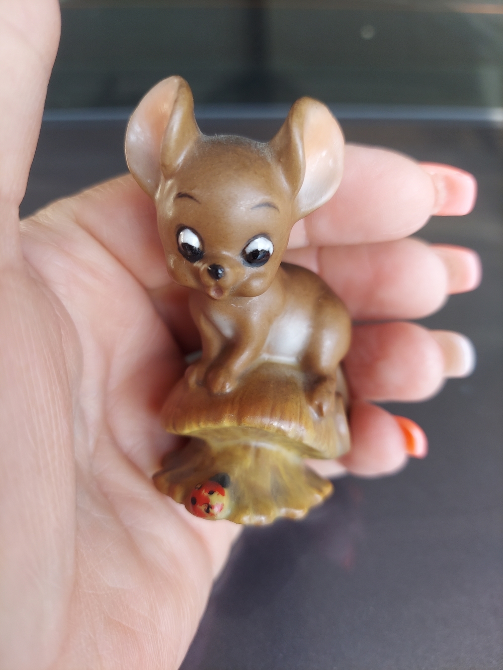 Vintage Brown Small Pet Mouse Figurine Decorative Ornament